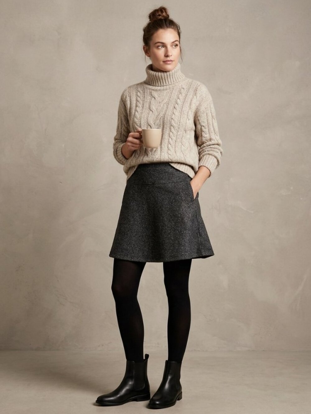 LOFT Charcoal Heathered Gray A-Line Mini Skirt